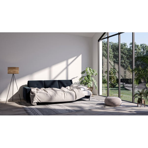 Temno modra žametna kotna raztegljiva sedežna garnitura Ghado Moor, desni kot-image-1