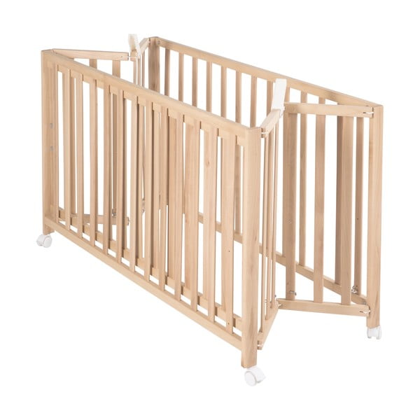 Zložljiva otroška posteljica na koleščkih v naravni barvi 60x120 cm Fold up – Roba-image-2
