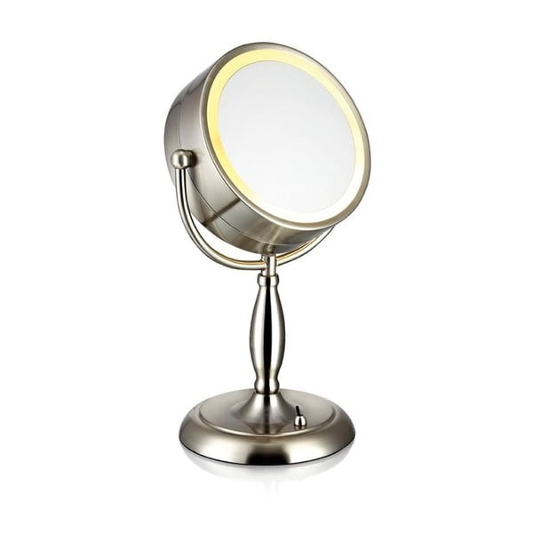 Namizno ogledalo z osvetlitvijo v srebrni barvi Markslöjd Face, ø 16,2 cm