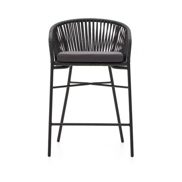 Črn kovinski/oblazinjen vrtni barski stol Yanet – Kave Home-image-3