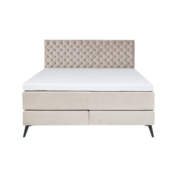 Bela/kremno bela boxspring postelja 200x200 cm La Maison – Meise Möbel-image-2