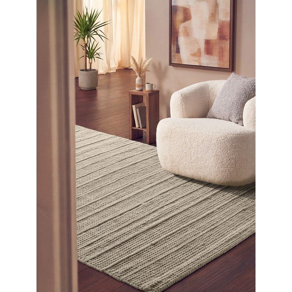 Kremno bela ročno tkana volnena preproga 80x150 cm Camden Parker – Ted Baker-image-1