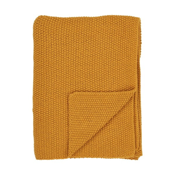 Rumena pletena odeja iz recikliranega bombaža 130x170 cm Santos – House Nordic
