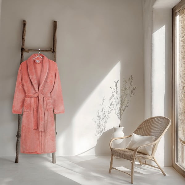 Rožnat kopalni plašč iz mikropliša velikosti XL/XXL Polyvelvet – Good Morning-image-1