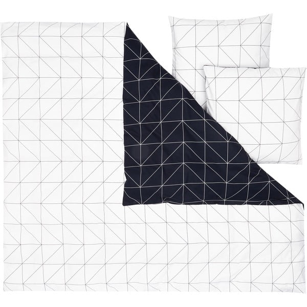 Belo-črna bombažna ranforce posteljnina by46 Marla, 200 x 200 cm