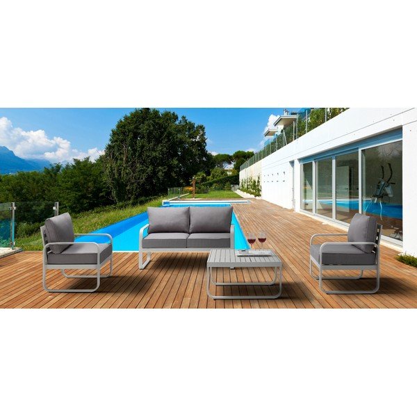 Svetlo siv kovinski vrtni fotelj Ischia – Tomasucci-image-1