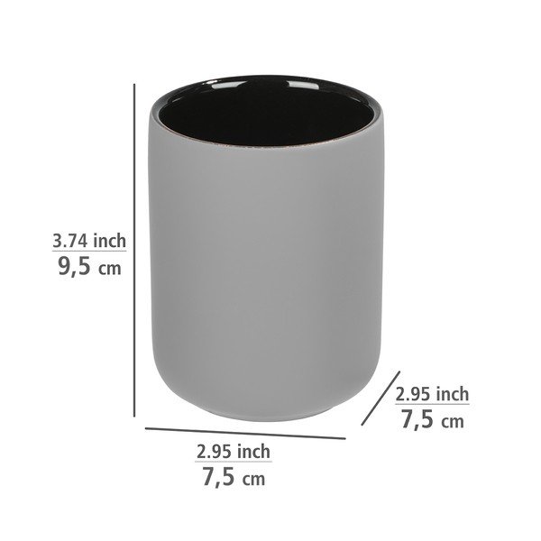 Siva keramična skodelica za zobno ščetko Wenko Avellino-image-3
