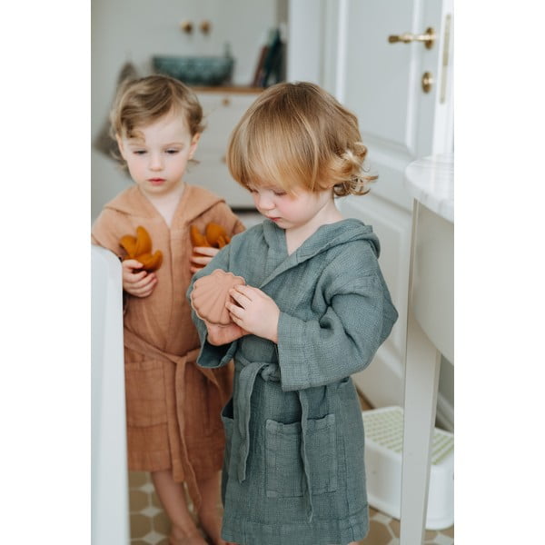 Otroški moder lanen kopalni plašč Linen Tales Nature, velikost 104 - 116-image-4