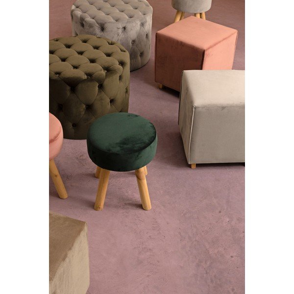 Temno zelen žameten tabure Lorella – Yes Everyday-image-1