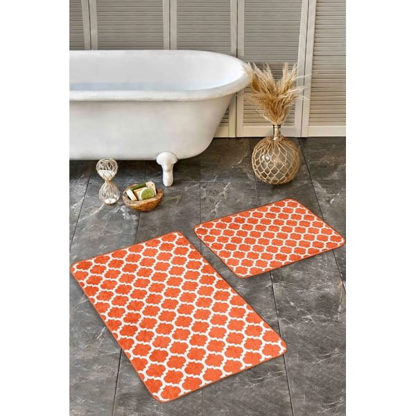 Oranžne žametne kopalniške preproge v kompletu 2 ks 60x100 cm – Mila Home-image-3