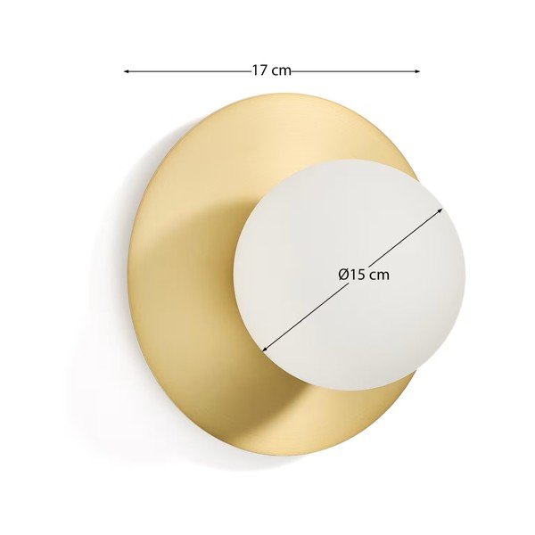Bela/v zlati barvi stenska svetilka ø 25 cm Brisia – Kave Home-image-4