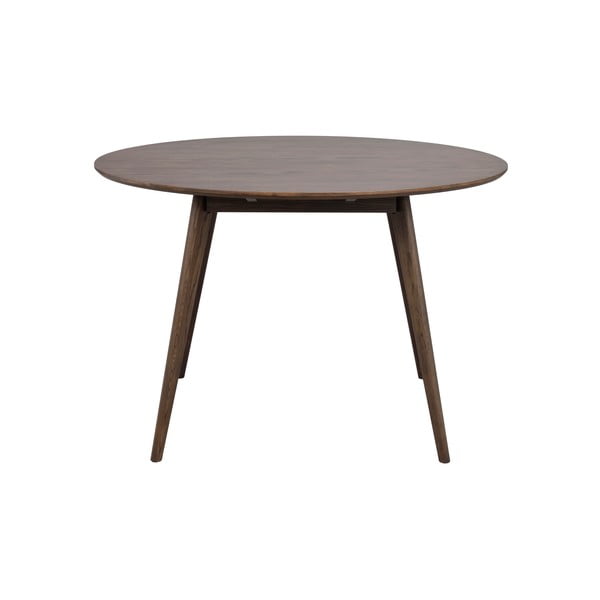 Temno rjava okrogla jedilna miza v hrastovem dekorju ø 115 cm Yumi – Rowico