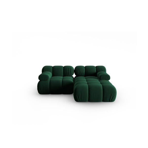 Zelena žametna kotna sedežna garnitura (desni kot) Bellis – Micadoni Home