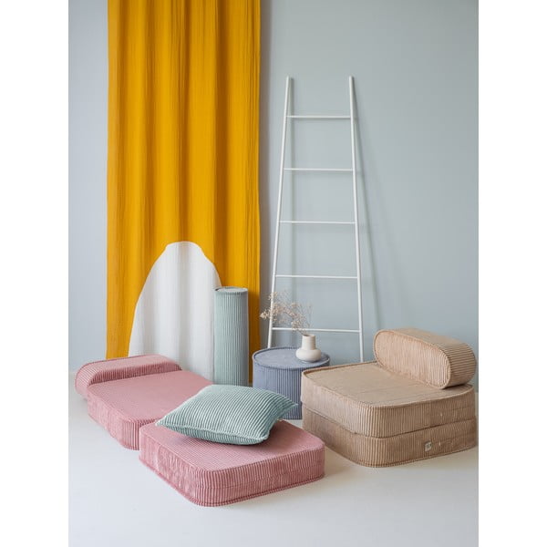 Rožnat otroški fotelj iz rebrastega žameta Flip – Wigiwama-image-4