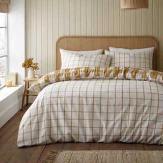 Rumena flanelna posteljnina za zakonsko posteljo 200x200 cm Gingham Check – Catherine Lansfield