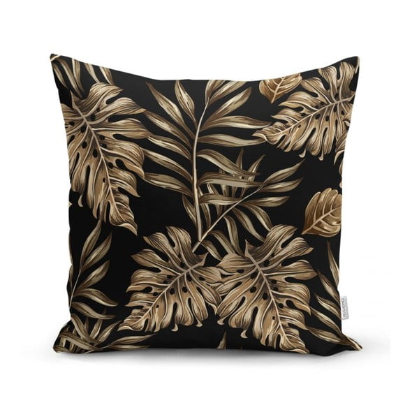 Prevleka za okrasno blazino Minimalist Cushion Covers Golden Leafes With Black BG, 45 x 45 cm