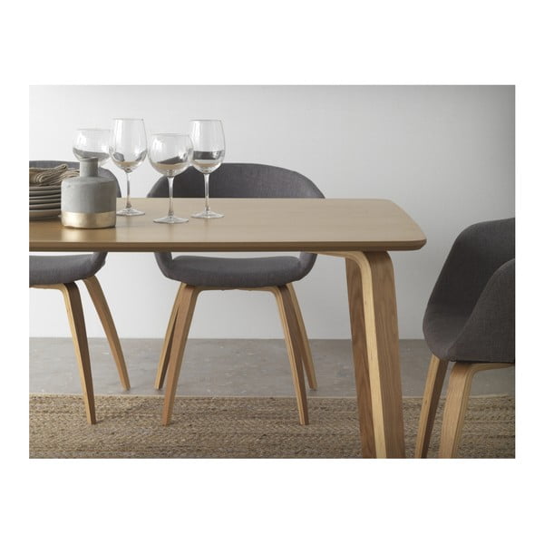 Komplet 4 lesenih jedilnih stolov s sivim oblazinjenjem Geese-image-1