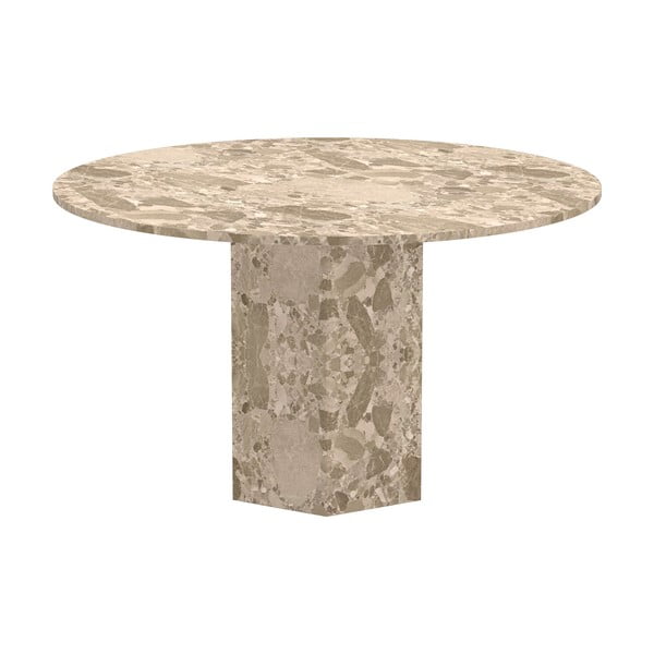Svetlo rjava marmorna okrogla jedilna miza ø 130 cm Naxos – Actona-image-3