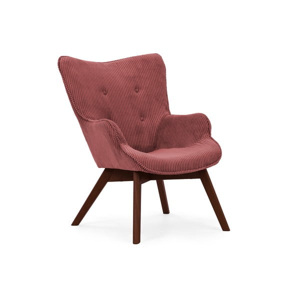Rdeč fotelj z naslonjalom za noge iz rebrastega žameta Niko – Ropez-image-4