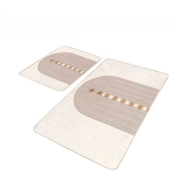 Bež žametne kopalniške preproge v kompletu 2 ks 60x100 cm – Mila Home