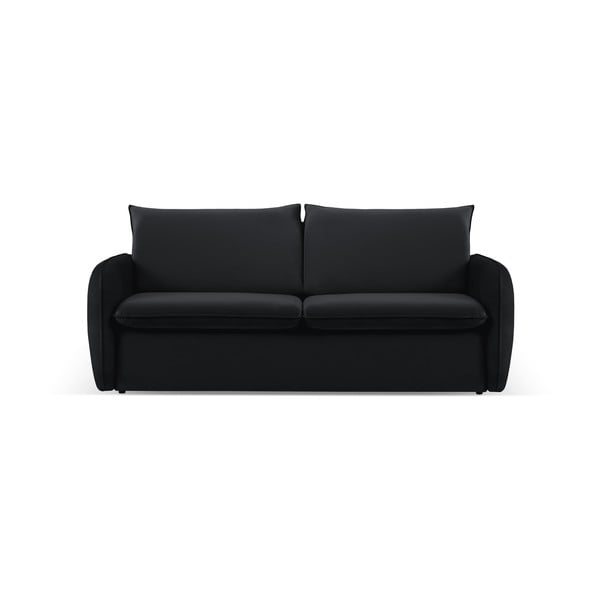 Črna žametna raztegljiva sedežna garnitura 214 cm Vienna – Cosmopolitan Design
