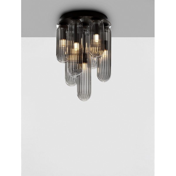 Siva steklena stropna svetilka s steklenim senčilom Gustave – Nova Luce-image-4