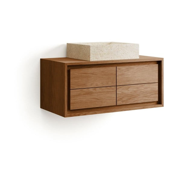 Rjava stenska omarica za pod umivalnik iz masivnega tika 90x40 cm Kenta – Kave Home-image-2