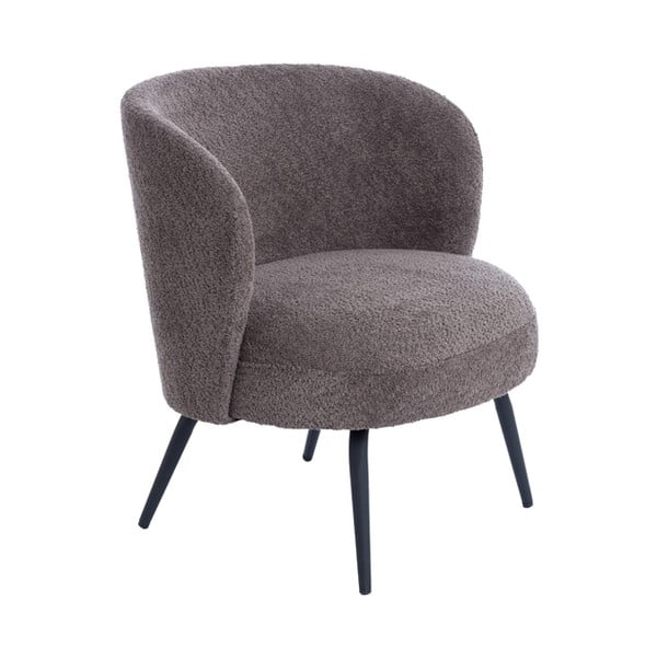 Temno rjav fotelj iz tkanine bouclé Dieyda – Light & Living