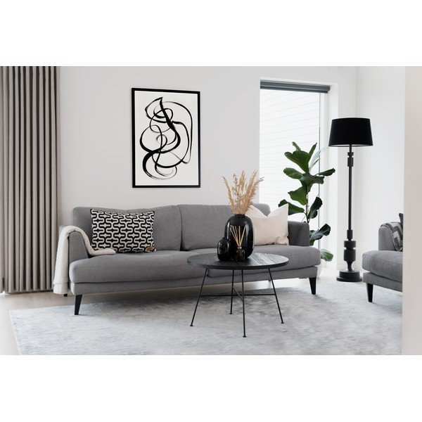 Črna klubska mizica s ploščo iz borovega lesa Rowico Grafton, ø 70 cm-image-2