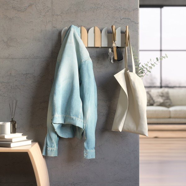 Bež/v naravni barvi jeklen stenski obešalnik 43 cm Saloon – Umbra-image-4