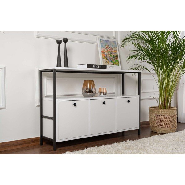 Bela stranska mizica v mat dekorju 29,5x120 cm Solace – Kalune Design-image-1