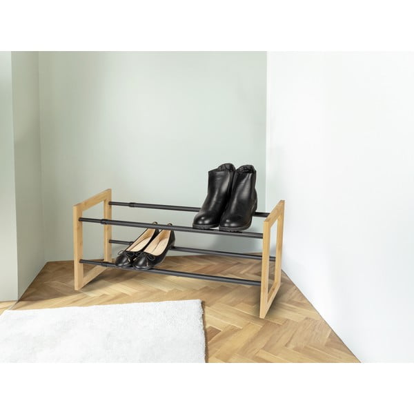 Kovinsko teleskopsko stojalo za čevlje v črni in naravni barvi Ecori – Wenko-image-1