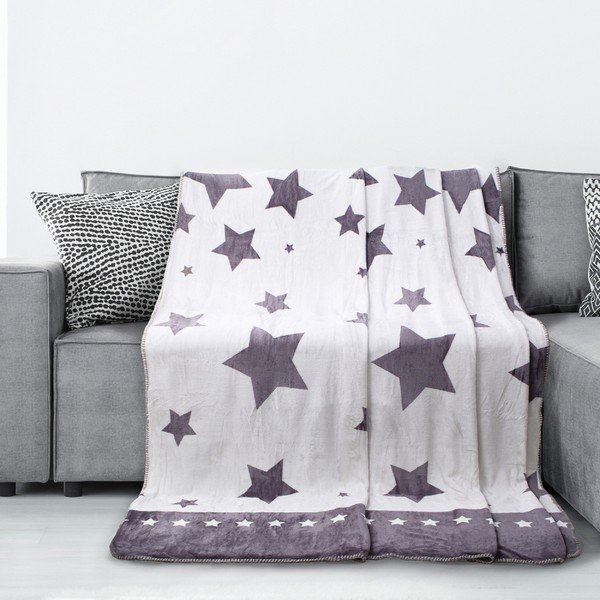 Bela in siva odeja iz mikrovlaken AmeliaHome Starlight, 70 x 150 cm-image-2