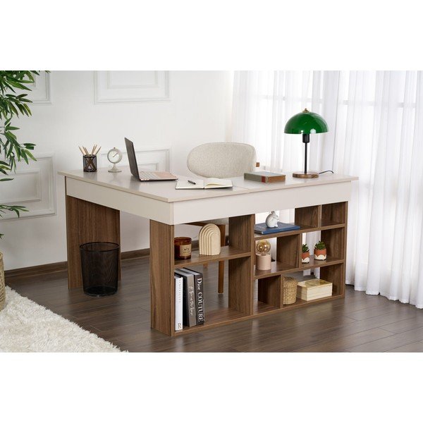 Pisalna miza v orehovem dekorju 120x130 cm Vesper – Kalune Design-image-2