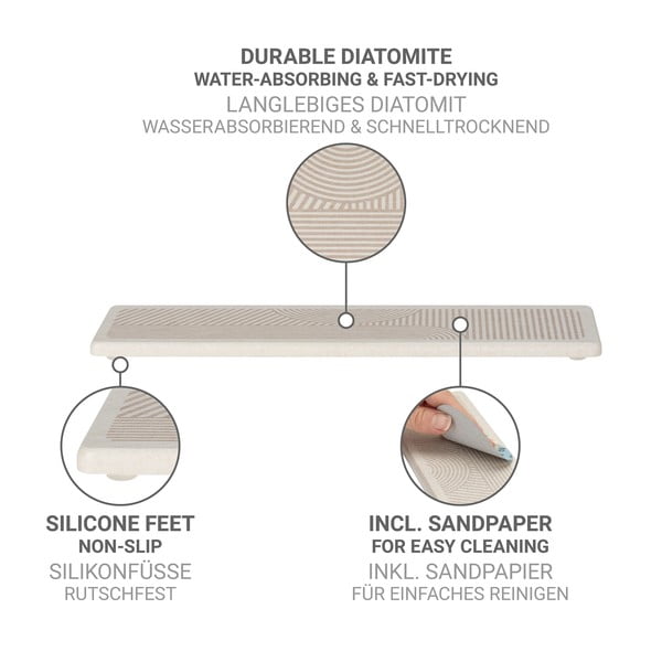 Bež odcejalna podloga iz diatomejske zemlje 30x8 cm Damon – Wenko-image-4