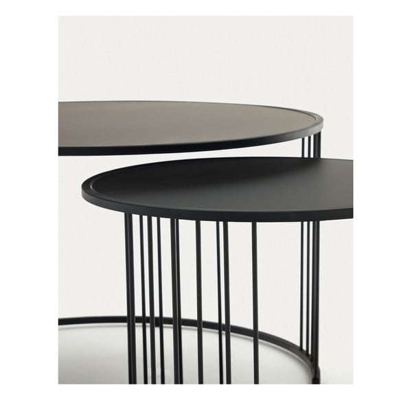 Okrogla stranska mizica s stekleno mizno ploščo ø 75 cm Hadar – Kave Home-image-1