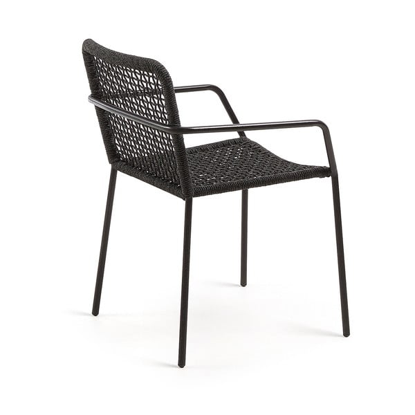 Črni vrtni fotelj z jekleno konstrukcijo Kave Home Bomer-image-3