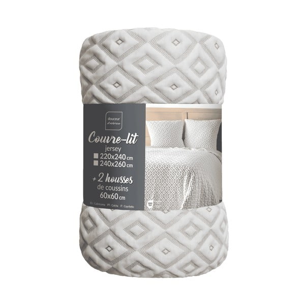 Belo-bež komplet pregrinjala in prevleke za vzglavnik iz jerseyja 240x260 cm Joana – douceur d'intérieur-image-2