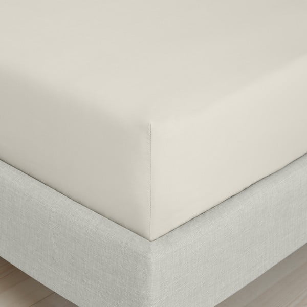 Bež napenjalna rjuha iz bombažnega perkala 90x190 cm Cotton Percale – Bianca-image-3