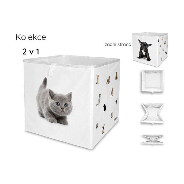 Bel tekstilni otroški organizator za igrače 32x32x32 cm The Cutest Ones – Butter Kings-image-2