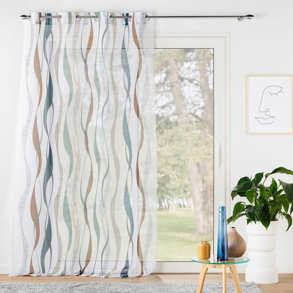 Belo-modra prosojna zavesa iz tančice 140x280 cm Lisana – douceur d'intérieur-image-2