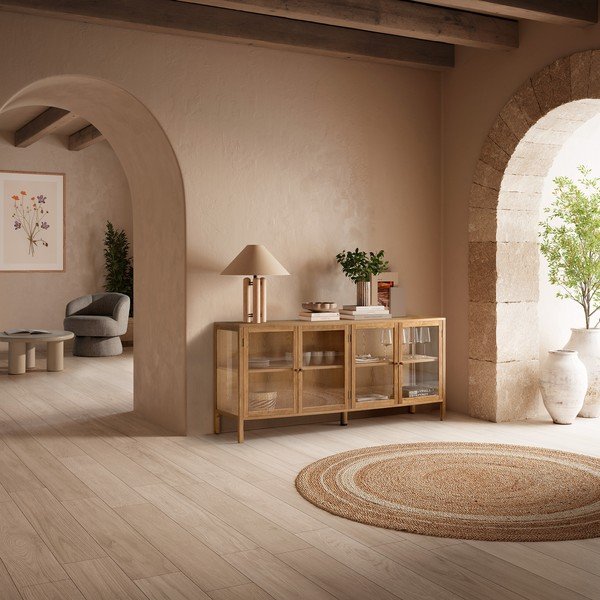 Vitrina v hrastovem dekorju v naravni barvi 180x80x40 cm Ceci – MOME-image-1