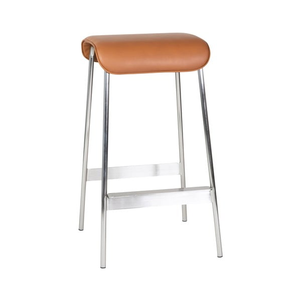 Oblazinjeni barski stoli v kompletu 2 ks v konjak rjavi barvi/v srebrni barvi (višina sedeža 75 cm) Avenue – Hübsch-image-2