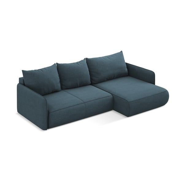 Modra raztegljiva/s prostorom za shranjevanje kotna sedežna garnitura (desni kot) Nanea – Makamii-image-4