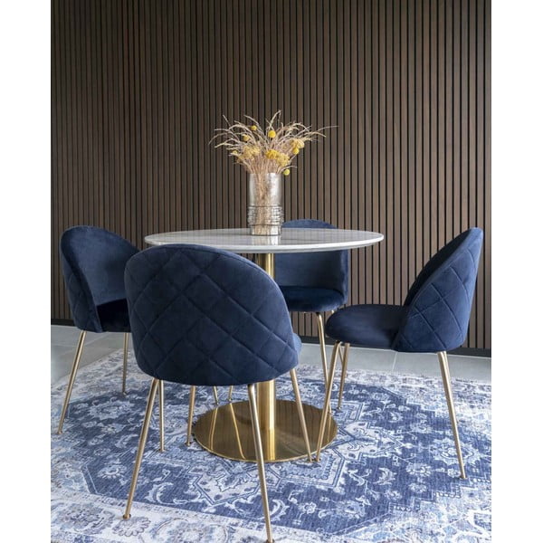 Modri/zlati žametni jedilni stoli v kompletu 2 ks Geneve – House Nordic-image-1