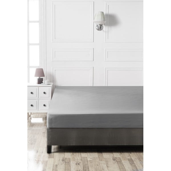Temno siva napenjalna bombažna rjuha 140x200 cm – Mijolnir-image-2