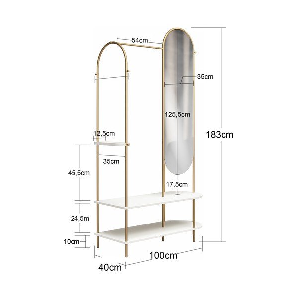 Črn/siv kovinski set za hodnik 101x183x43 cm Anastacia – Støraa-image-2