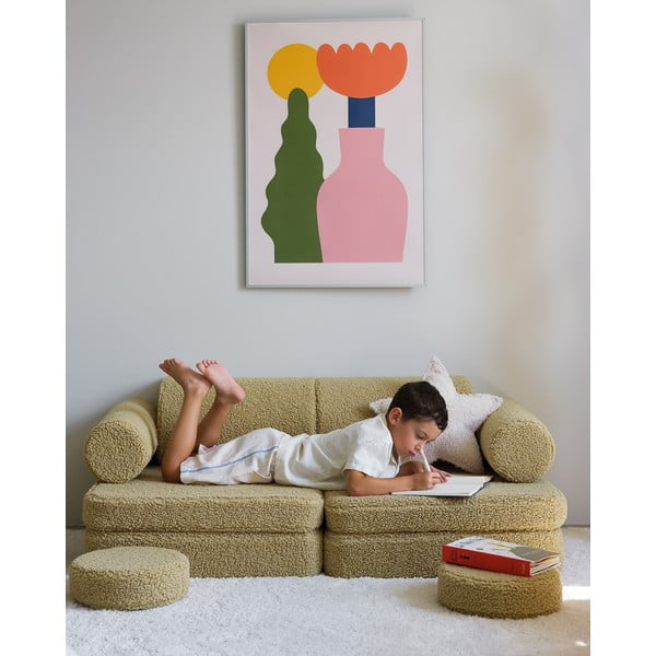 Zelena otroška sedežna garnitura iz tkanine bouclé 132 cm Settee – Wigiwama-image-4