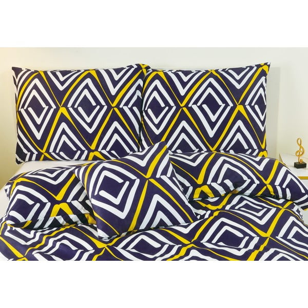 Temno modra enojna 6-delna posteljnina iz mikrosatena 140x200 cm Dylan – My House-image-1