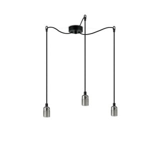 Črna dvojna viseča svetilka z detajli v srebrni barvi Bulb Attack Uno